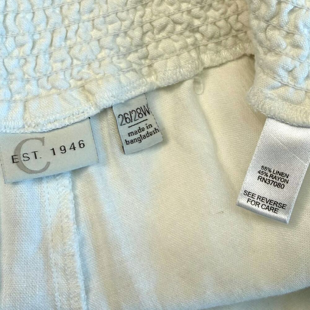 Cato C EST 1946 Linen Blend Wide Leg Pullon Pants Lounge Womens 26/28W White - Picture 13 of 13